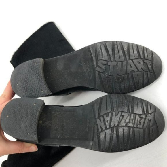 Stuart Weitzman black leather harness moto calf height boots size 7 - Picture 4 of 7